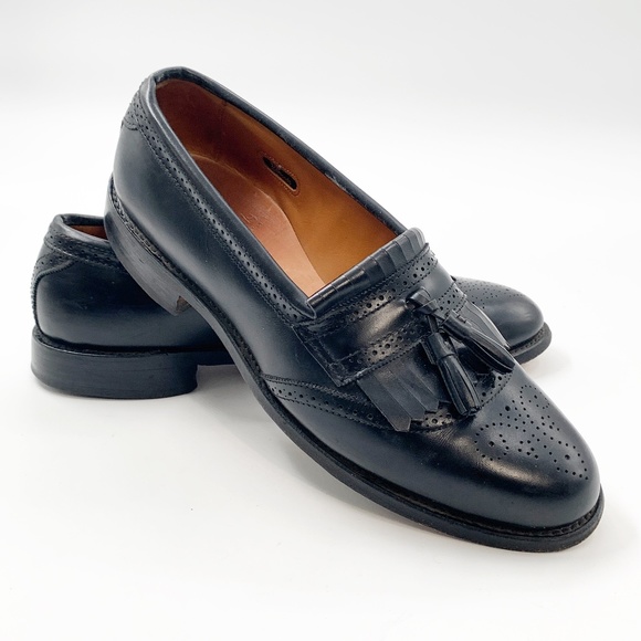 *SOLD* Allen Edmonds Bridgeton Mens Size 9 Shoes Loafers Black Leather Kiltie - Picture 10 of 14